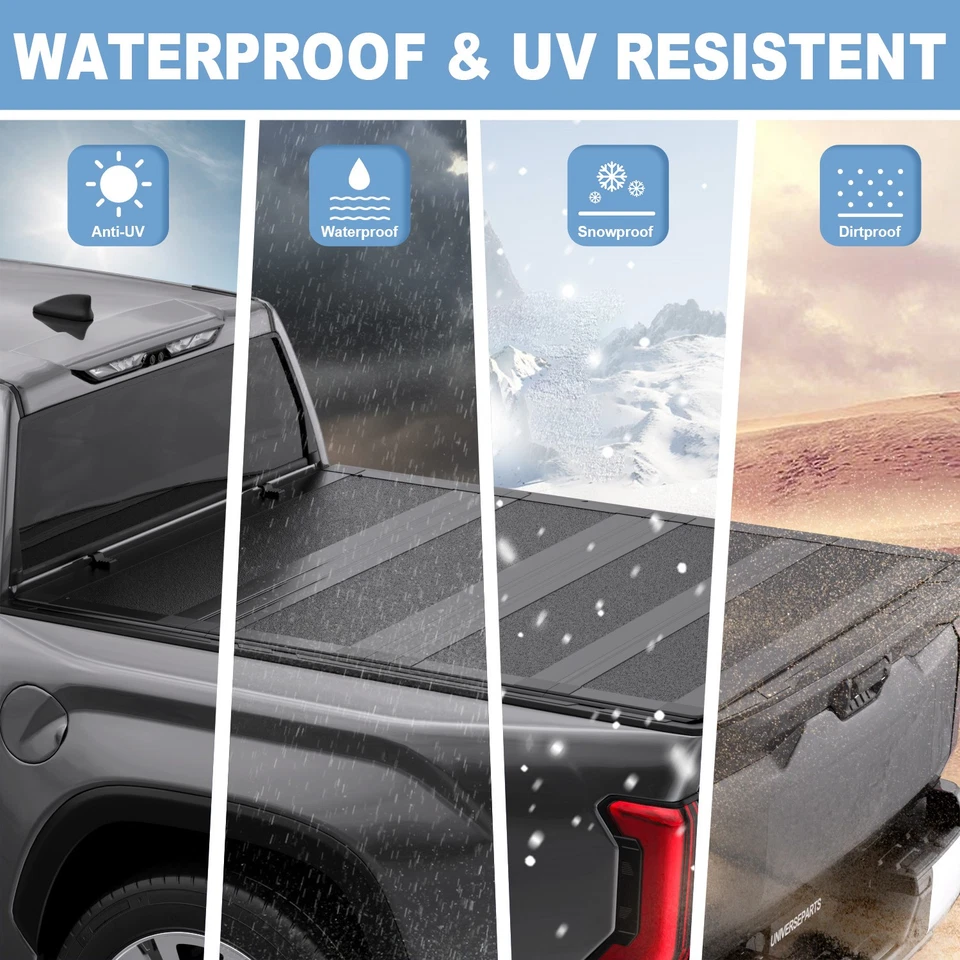 5.5FT 4 Fold FRP Low Profile Tonneau Cover For 2015-2026 Ford F150 Lightning - Image 3 of 4