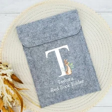 Personalised Rabbit Initial White Red Book Folder