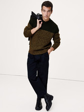 Men's Alpaca-Wool Blend Color-Blocked Sweater