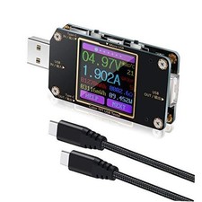 USB C Power Meter Tester, USB Voltmeter Ammeter Load Tester with Braided USB