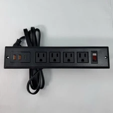20W Black Mountable Recessed Furniture Power Strip 4 Outlet 2 USB Orange 1 USB-C