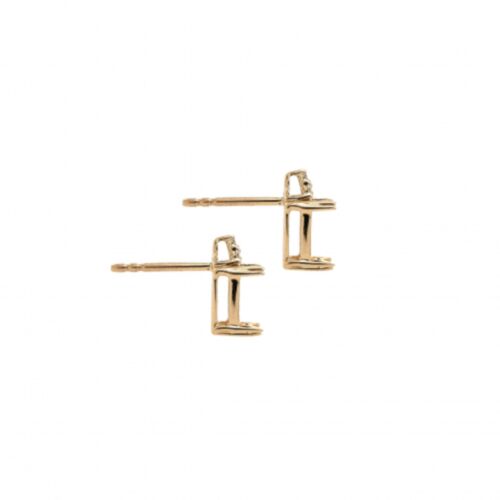 Earring Semi Mount Emerald Cushion 8x6mm In 14K Yellow Gold With Diamond (47704) - Picture 3 of 5