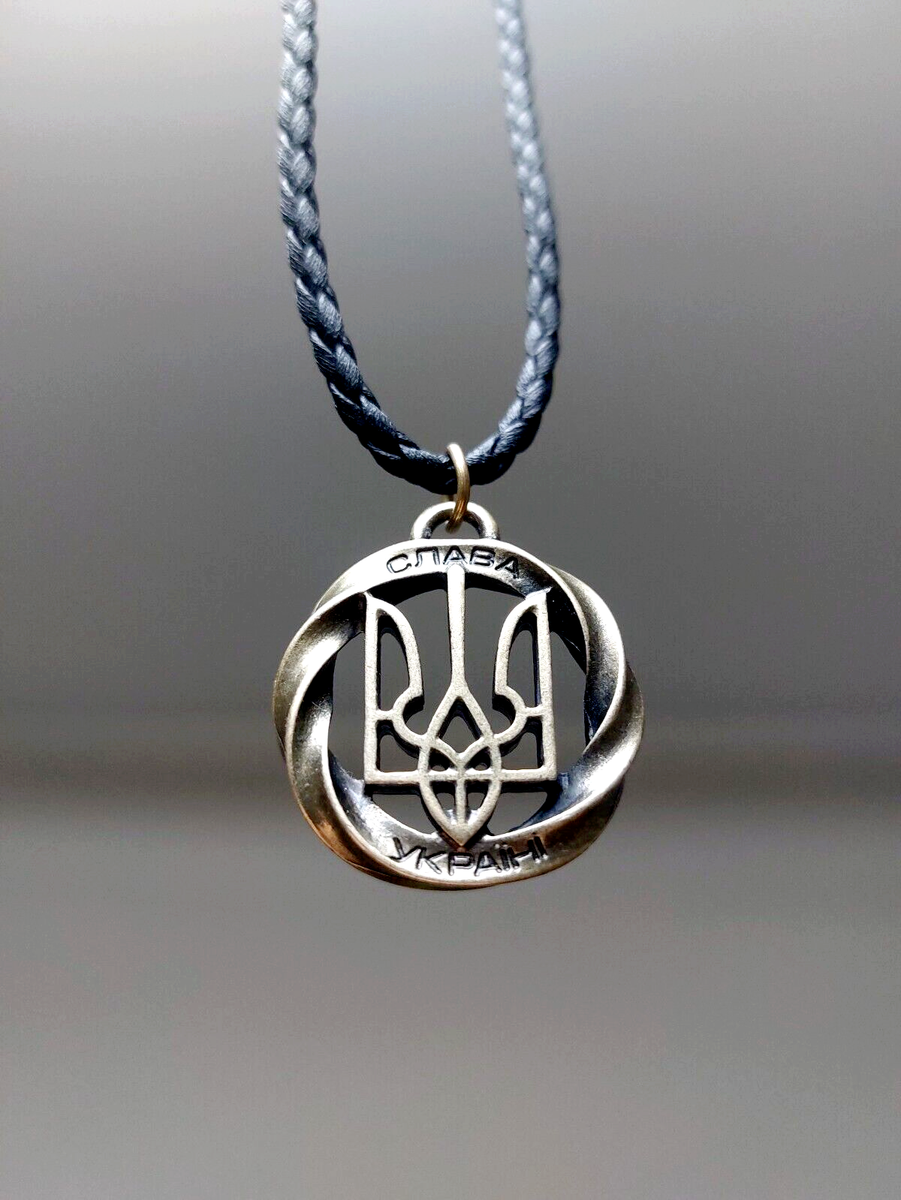 Silver Tryzub With Sabers Necklace Pendant,silver Trident With Sabers