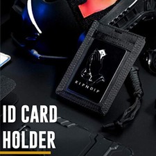Tactical ID Card Credit Organizer Hook Loop Patch Badge Holder with Neck Lanyard