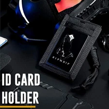 Tactical ID Card Credit Organizer Hook Loop Patch Badge Holder with Neck Lanyard