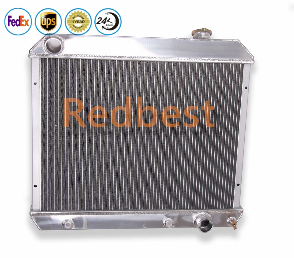 Radiador de alumínio 4 linhas para 1963-1966 GMC Suburban 1000 1500 2500 base 25" núcleo - Imagem 2 de 4