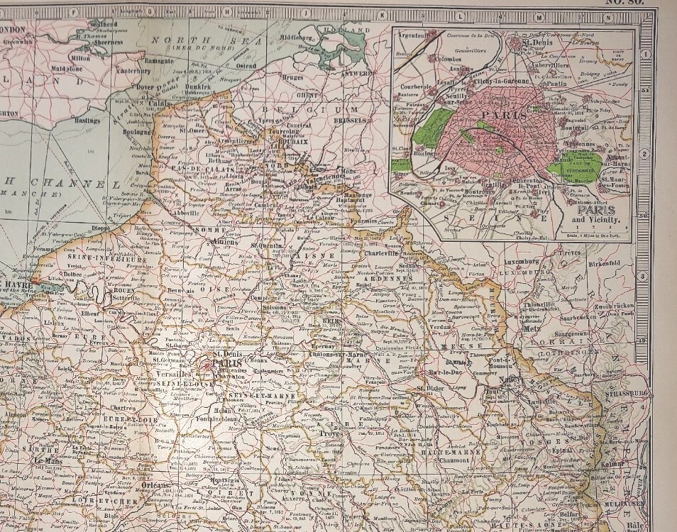 フランスアンティーク　MAP Antique Map FRANCE 1897 Very Good Condition 12x16