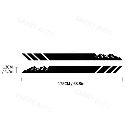 2x Black 4 Mountains Stripe Graphics Vinyl Sticker For Chevy Silverado Colorado - Picture 5 of 5