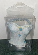 Bustier Mini Night Light Ladies Lingerie Blue Shimmer Material Shiny Beads NIB