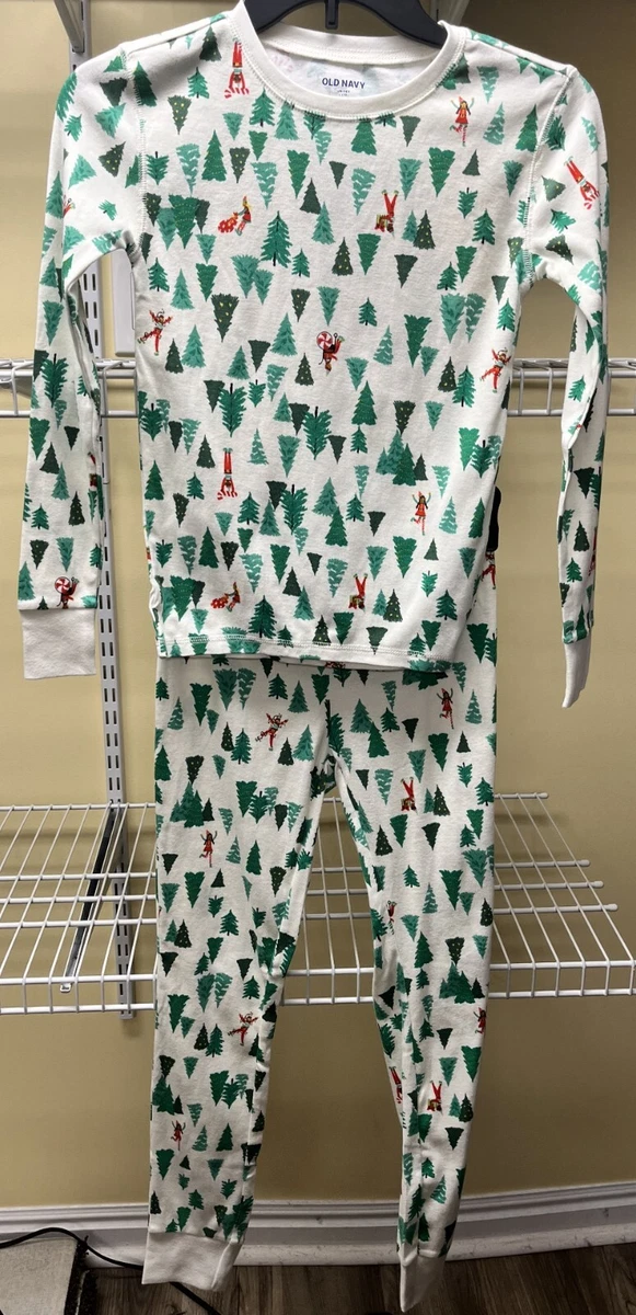 Old Navy Match The Fam Snug Elf & Tree Pajama Set Children Unisex Large  (10) New