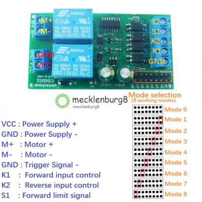 DC 12V Motor Controller Relay Board Forward Reverse Control Limit Start Stop NEW