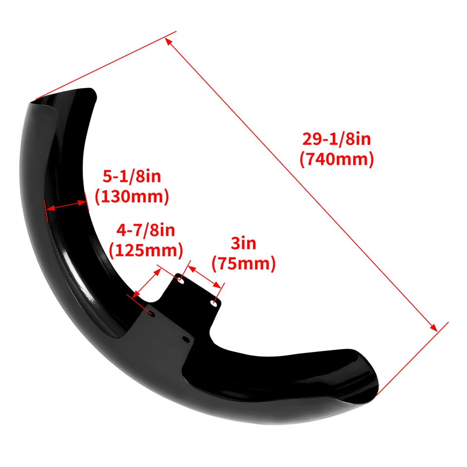Guardabarros delantero envolvente negro vivo de 21" para excavadoras Harley Touring Electra Street Glide Foto 3 de 4