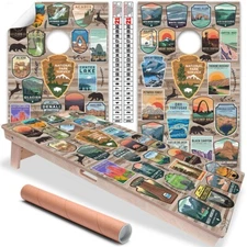 U.S. National Parks Logos Wooden Style Cornhole Wraps Stickers Cornhole Skins