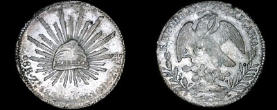 mintページ 1838-Zs OM Mexican 8 Reales World Silver Coin - Mexico - Zacatecas
