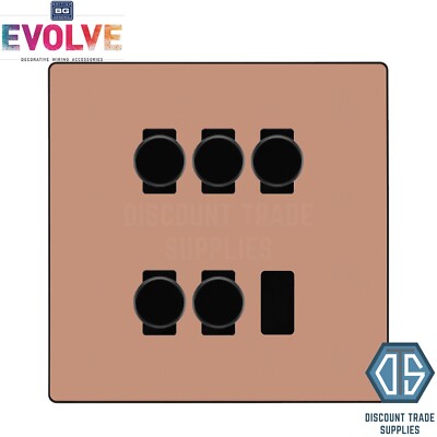 BG Evolve poliertes Kupfer 5 Gang Hinterkante LED Dimmer maßgefertigter Gitterschalter