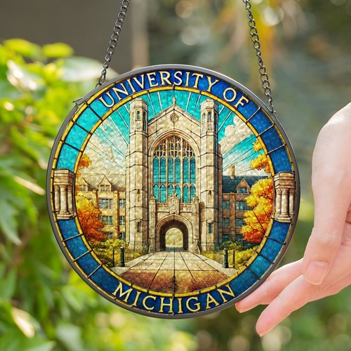 University of Michigan Stained Glass Suncatcher- Perfect Hawkeyes Alumni Gift