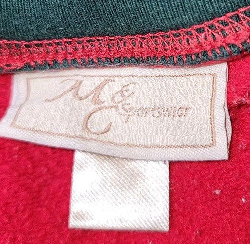 Vtg M&C Sportswear Sz L Sweatshirt Cardinal Embroidered Christmas GrannyCore EUC - Picture 4 of 6