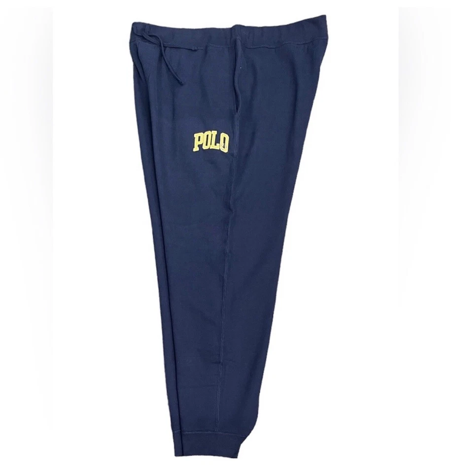 New 4XBig Polo Ralph Lauren Navy Blue Yellow Spellout Stitch In Letter Big Tall - Image 4 of 4