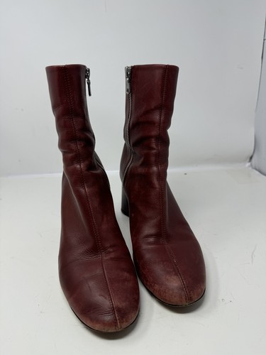 RAG & BONE Women’s Fei Ankle Boot Leather Russet FLARED BLOCK HEEL 38 US 8 Brown