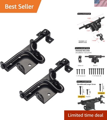 Versatile Manual Closing Slide Bolt Gate Lock for Wood & Metal Gates - 2 Pack