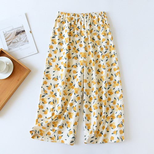 Bequeme Pyjamahose weich Capri Nachtwäsche Unterteil Blumenmuster Loungewear Nachtwäsche - Bild 23 von 23