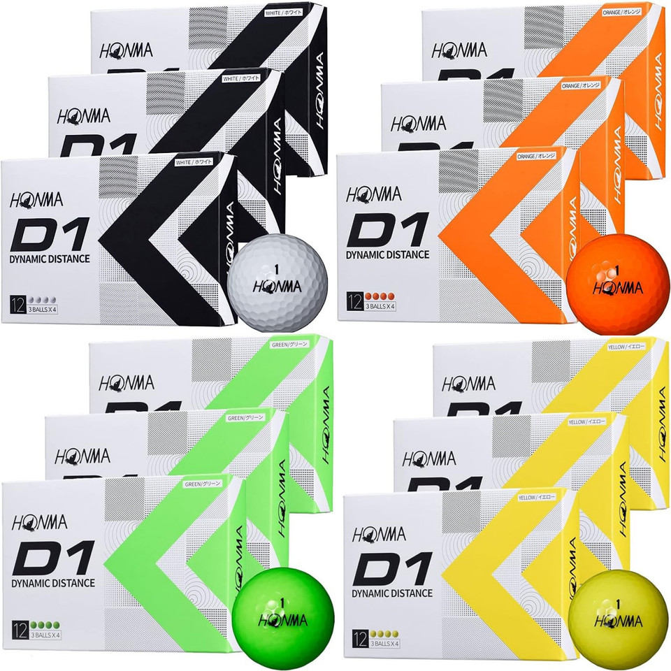 Juego de 3 docenas de pelotas de golf HONMA GOLF D1 2022 blanco/naranja/verde...
