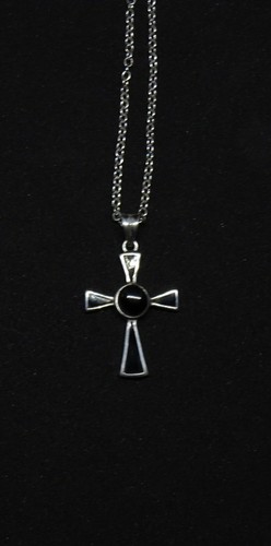 Whitby Jet Sterling Silver Cross 