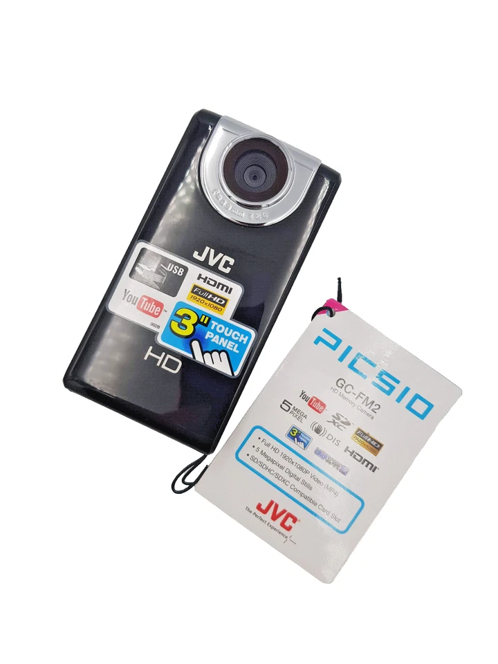 JVC GC-FM2 PICSIO HD Memory Camera Portable Pocket Video Camcorder GC-FM2BE Blac - Image 2 of 4