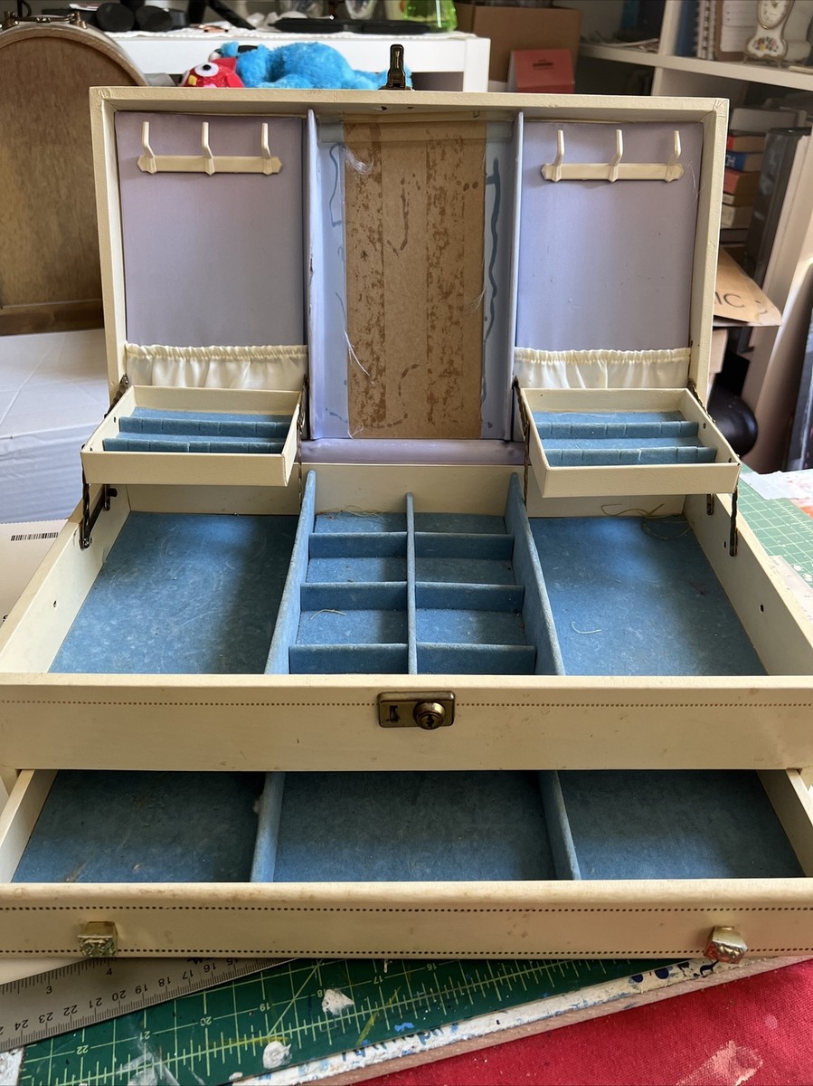 MELE VIN Cream Drawer Big Jewelry Box Cream W Blue Velvet Inside No  Key/Mirror - Main Image