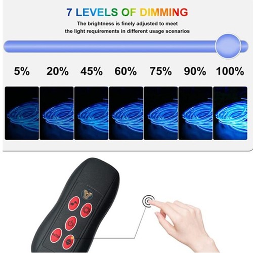 Tira de cables EL luz atmosférica control remoto A 4M RGB LED interior de automóvil fibra óptica neón - Imagen 4 de 18