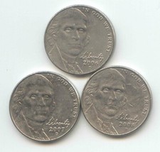 USA 2006D 2007D 2008D Five Cent American Jefferson Nickel 5c EXACT Set 3 Coins
