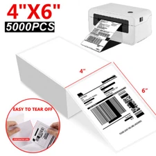 5000pcs 4x6 Fanfold Direct Thermal Shipping Labels for Zebra & Rollo Printers