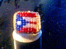 HANDMADE PUERTO RICO FLAG SEED BEADED RINGS, SIZE FROM 6 - 12. FREE SHIPPING