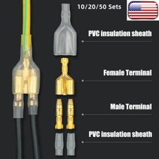 10/50 Sets Male Female Wire Crimp Connectors 4.0mm Bullet Terminal Kit Set US