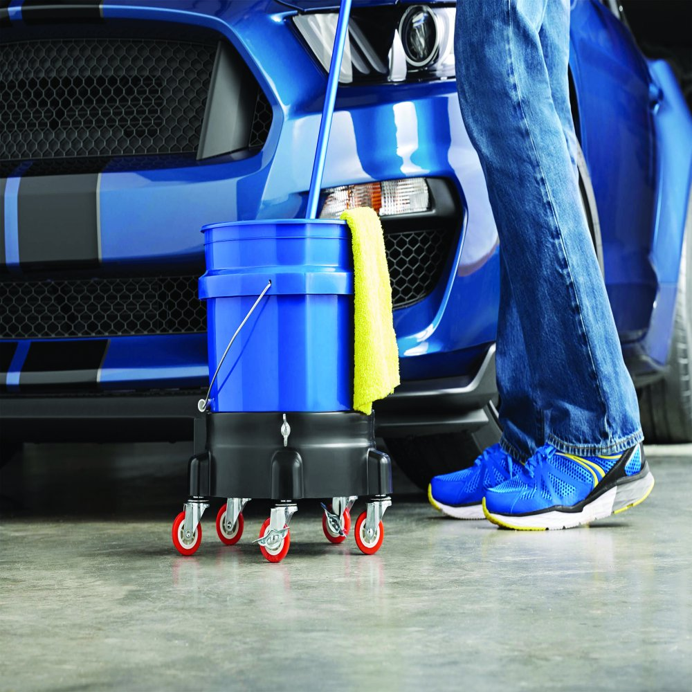 5 Gallon Heavy Duty Car Wash Bucket Dolly Auto 12Inch Rolling Cart