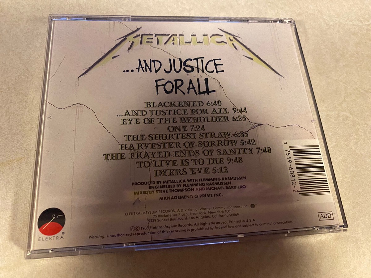 Metallica And Justice For All CD Elektra 9 60812-2 James Hetfield