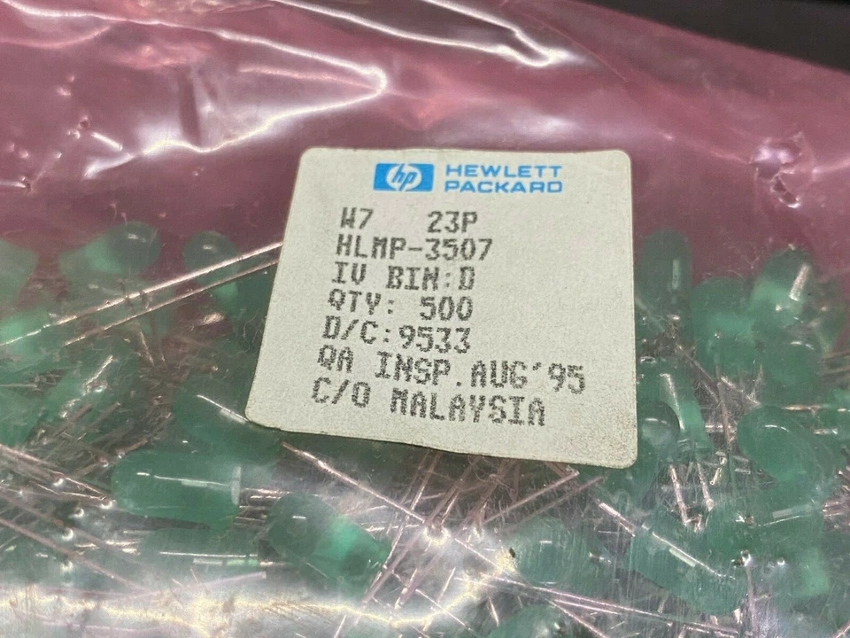 50 un. - Luz diodo HP HLMP-3507 LED VERDE DIFUSO T-1 3/4 T/H 5mm Foto 2 de 3
