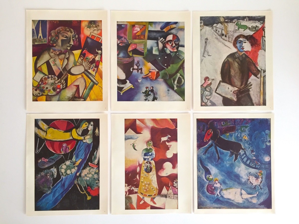 RARE VTG MID CENTURY 1960'S MARC CHAGALL COLOR LITHOGRAPH PRINTS