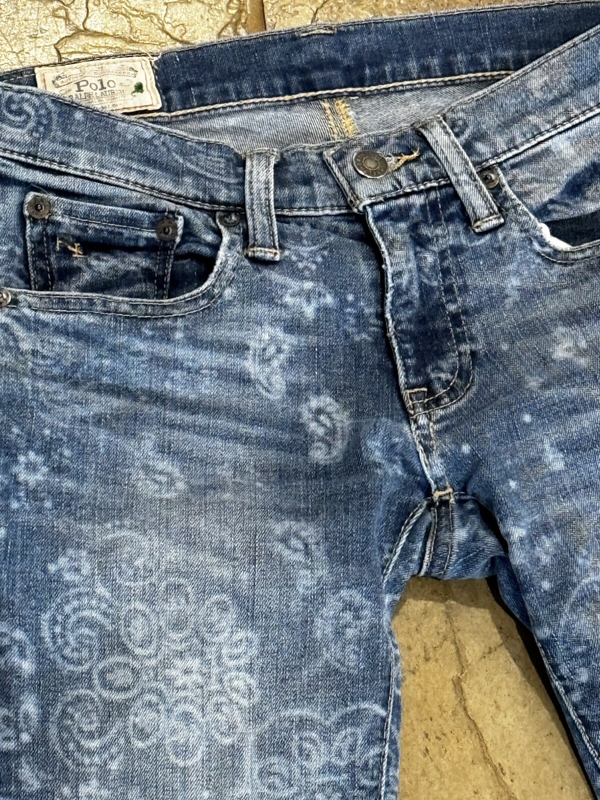 Polo Ralph Lauren Tompkins Mid-Rise Skinny Crop Jeans Indigo Floral 24 Rare 2016 image 2