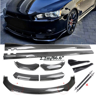 Carbon Fiber Front Bumper Lip Chin Spoiler Splitter For Mitsubishi Lancer 08-15