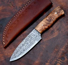 CUSTOM MADE SKINNING KNIFE HAND FORGED DAMASCUS STEEL HUNTING KNIFE 2669