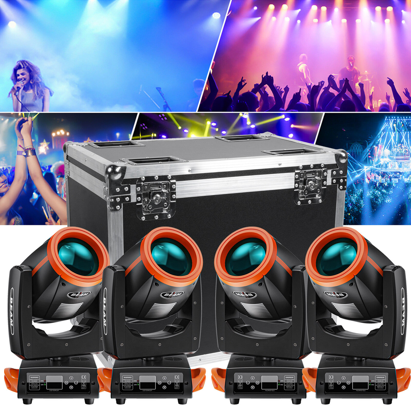 230W 7R Beam Moving Head Light 24 Prism Gobo RGBW dj Disco Stage Light with Case