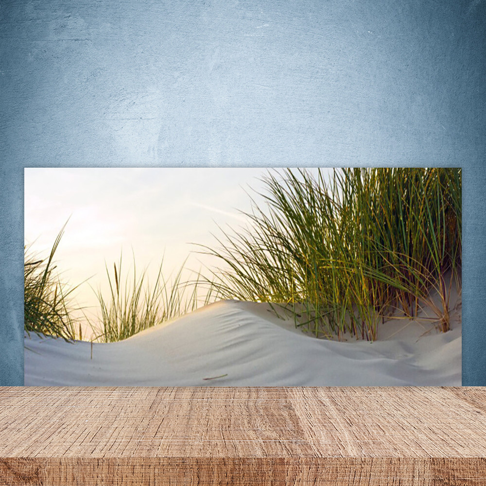 Crédence de cuisine en verre fond de hotte 100x50 panneau mural décoratif paysage herbe sable