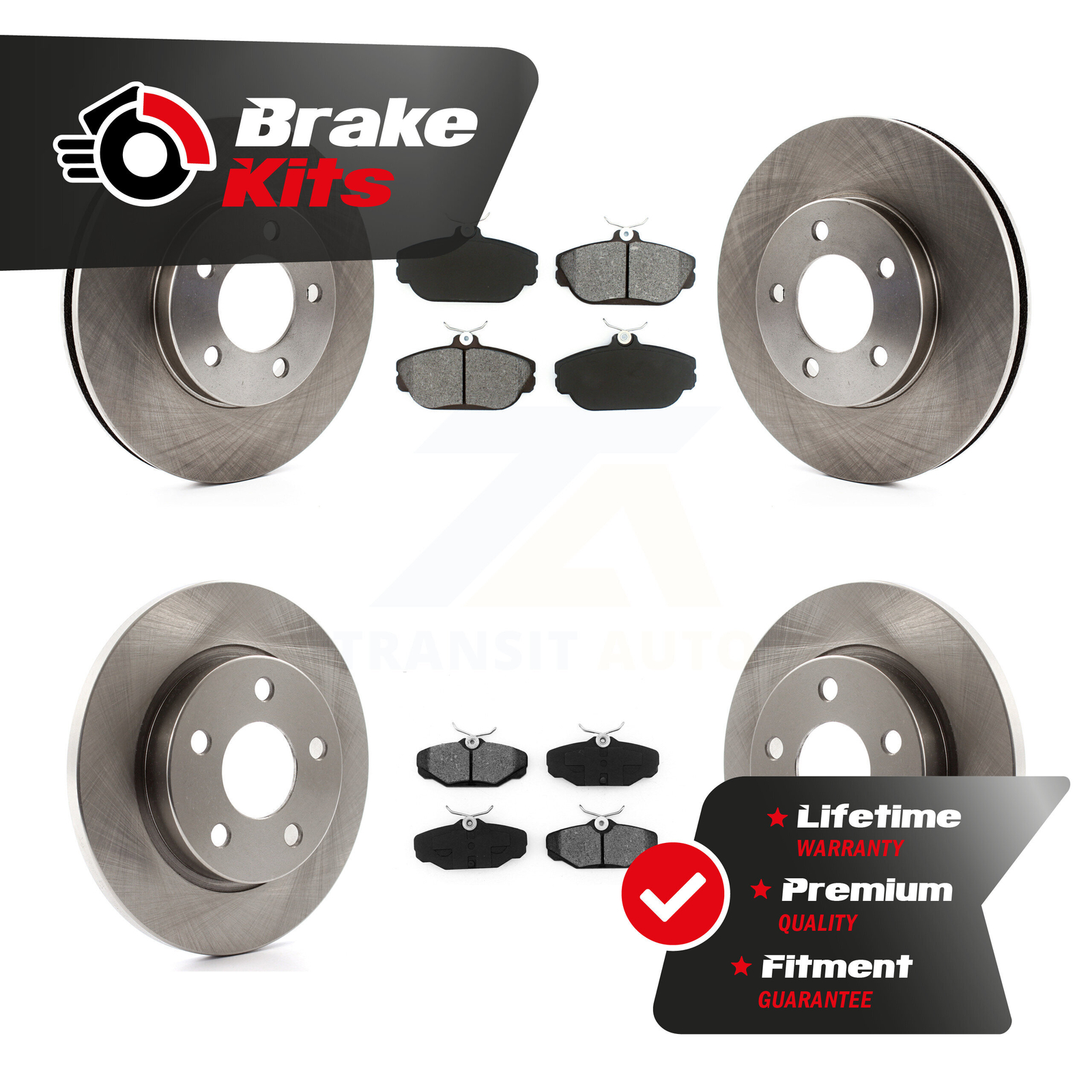 Front Rear Brake Rotors Semi-Metallic Pad Kit For 1994-2000 Ford Taurus LX SE GL