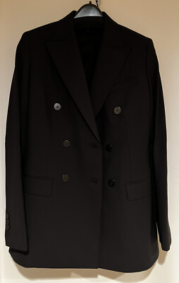Theory Double Breasted Tailor Black Good Wool Blazer Classic Theory Double Breasted Tailor Black Good Wool Blazer Classic