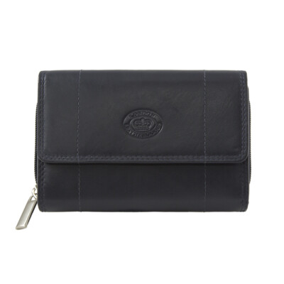 RFID Navy Real Leather Ladies Purse // Dark Blue Leather Ladies