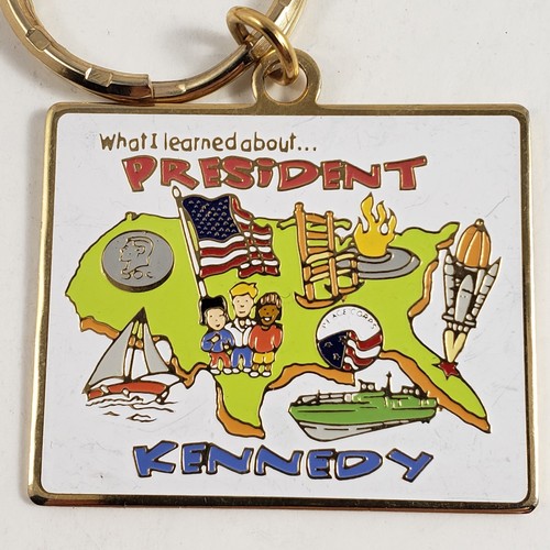 Vintage Keychain What I Learned About President Kennedy Brass Keyring - Picture 2 of 6