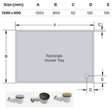30mm-45mm Rectangle Shower Tray  Stone Resin Free Chrome Waste-Low Profile Solid