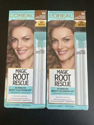 2x L'Oreal Root Rescue 10 Minute Permanent Hair Color #6G LIGHT GOLDEN BROWN