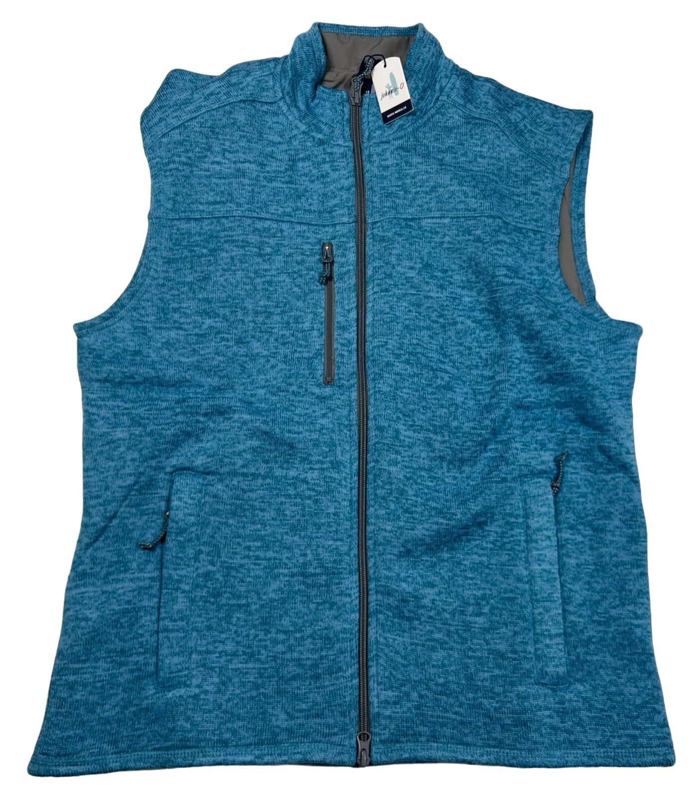 Johnnie-O Vest Men's Medium M Wes Fleece Full Zip Sweater Zip Teal